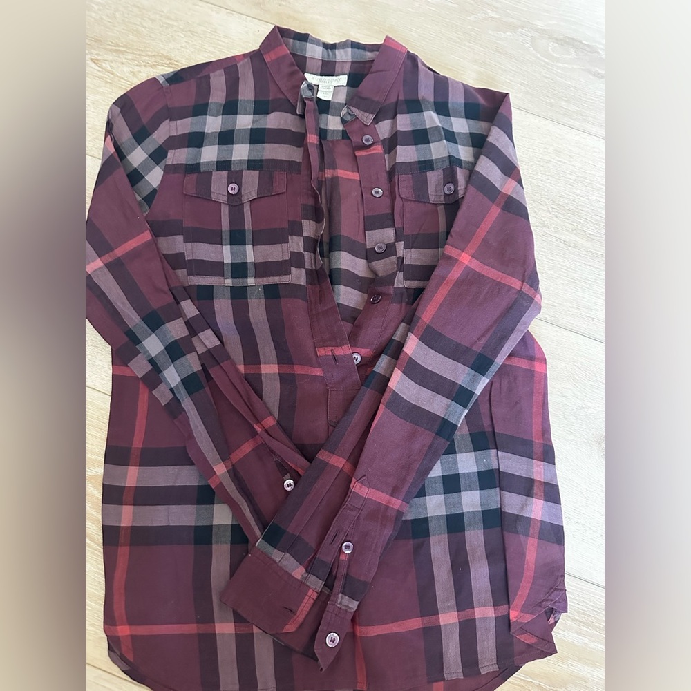Women's Burgundy Plaid Shirt